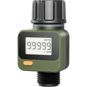 Diivoo Water Flow Meter with 180° Removable Panel, 4 Measure Modes, ±5% High Accuracy and IP54, Measure Gallon/Liter Consumption and Flow Rate for Outdoor Garden Hose Watering, RV Water Tank Filling