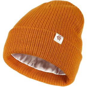 Beanie Hat for Women Men Satin Lined Beanie Winter Hats Silk Lined Slouchy Beanie Warm Ski Hat Unisex Knit Cap