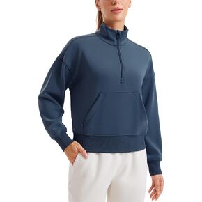CRZ YOGA SoftAura Half Zip Sweatshirt for Women Long Sleeve Pullover Tops Workout Casual Funnel Neck Sweatshirts with Pocket
