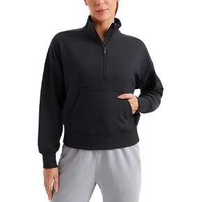 CRZ YOGA SoftAura Half Zip Sweatshirt for Women Long Sleeve Pullover Tops Workout Casual Funnel Neck Sweatshirts with Pocket