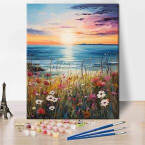 Rebotipy Lucky Koi Paint by Number for Adults Carp Paint by Numbers Glass Style Koi Art Paint by Numbers for Adults Beginner Flower Oil Painting Canvas Wall Art Home Decor 16"x20" Without Frame