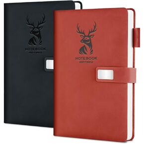 Journal Notebook Lined, 180 Pages A5 College Ruled Hardcover Leather Journals for Writing,Travel,Business,Work, 80 GSM Thick Paper with Pen & Magnetic Buckle 5.7" x 8.26" Brown