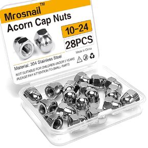 10-24 Acorn Nuts Kit - 28PCS, 304 Stainless Steel, Metric Hex Cap Nut Assortment, Dome Head for Indoor & Outdoor Use
