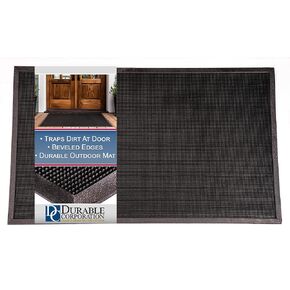 Heavy Duty Rubber Fingertip Entrance Mat, for Outdoor Areas 28" Width x 46" Length x 5/8" Thickness, Black