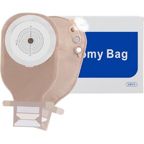 15 PCS Colostomy Bags, One Piece 15mm-65mm Cut to Fit Drainable Pouches Velcro Closure for Ostomy Stoma Care