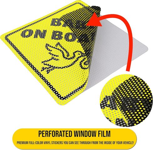 Baby On Board Sticker Sign - Essential for Cars - 2 Pack, 5.5" by 5.5" - Bright Yellow and See-Through On Window - Best Safety Signs - No Need for Suction Cup or Magnet - Durable and Strong Adhesive in Saudi Arabia