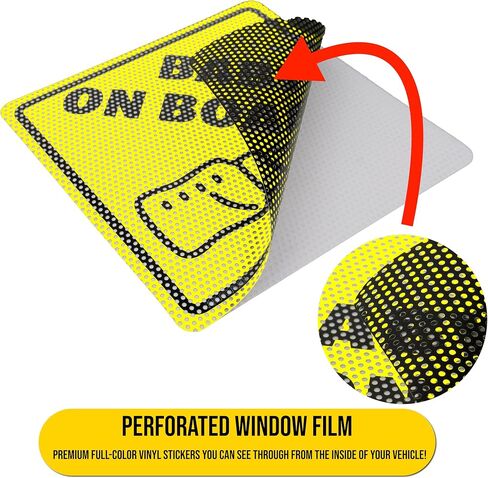 Baby On Board Sticker Sign - Essential for Cars - 2 Pack, 5.5" by 5.5" - Bright Yellow and See-Through On Window - Best Safety Signs - No Need for Suction Cup or Magnet - Durable and Strong Adhesive in Saudi Arabia