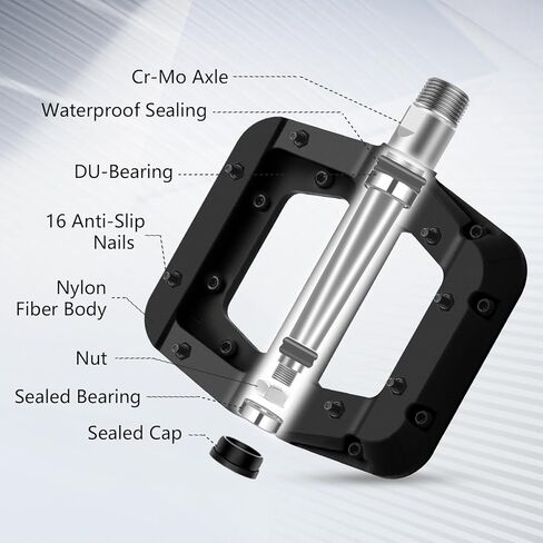 دواسات الدراجة الجبلية من ألياف النايلون MTB دواسات الدراجة المسطحة 9/16 بوصة منصة خفيفة الوزن تحمل مختومة للطرق الجبلية BMX MTB Bike in Kuwait