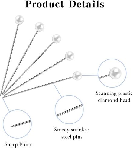 300 Pcs Bouquet Pins Flower Pin,3 Styles Pearl Head Pins,Diamond Pins for Bouquets,Bouquet Pins,Crystal Head Corsage Pins for Jewelry,Making Sewing,Wedding Floral Decorations and DIY Crafts in Saudi Arabia