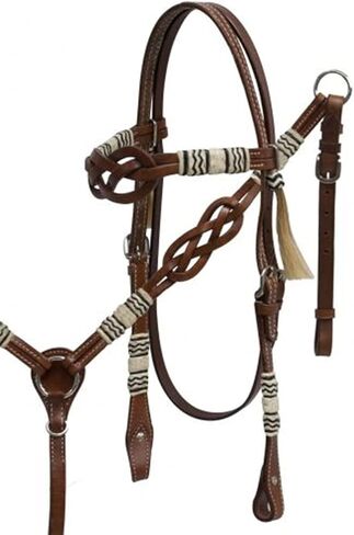 مجموعة Showman Celtic Knot Headstall وطوق الثدي مع لمسات مضفرة من الجلد الخام. in Saudi Arabia