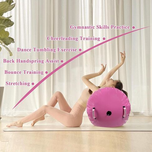 XITAO 37.4 بوصة × 25.0 بوصة أسطوانة هواء للجمباز قابلة للنفخ، بساط هوائي دوار للظهر، معدات تدريب على الانحناء الخلفي للأسطوانة مع مضخة هواء كهربائية لتدريب اليوجا على الظهر in Kuwait