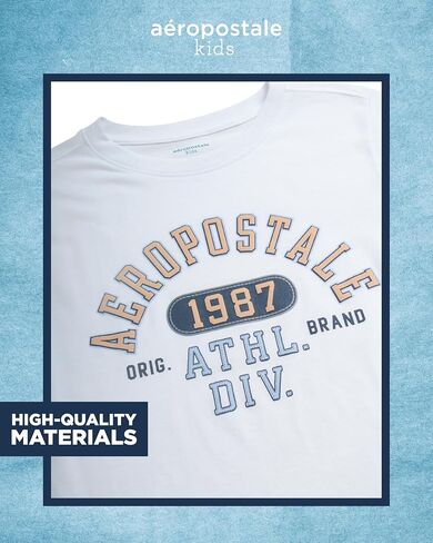 AEROPOSTALE Boys' Graphic Tees - 2 Pack Short Sleeve Crewneck T-Shirts with Bold Prints - Soft Cotton Shirts for Boys (8-16) in Kuwait