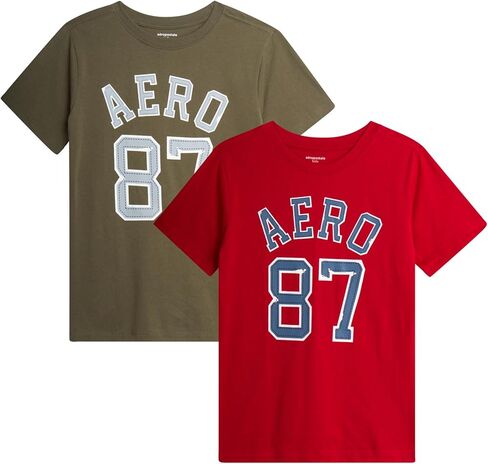 AEROPOSTALE Boys' Graphic Tees - 2 Pack Short Sleeve Crewneck T-Shirts with Bold Prints - Soft Cotton Shirts for Boys (8-16) in Kuwait
