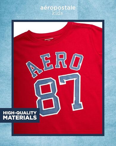AEROPOSTALE Boys' Graphic Tees - 2 Pack Short Sleeve Crewneck T-Shirts with Bold Prints - Soft Cotton Shirts for Boys (8-16) in Kuwait