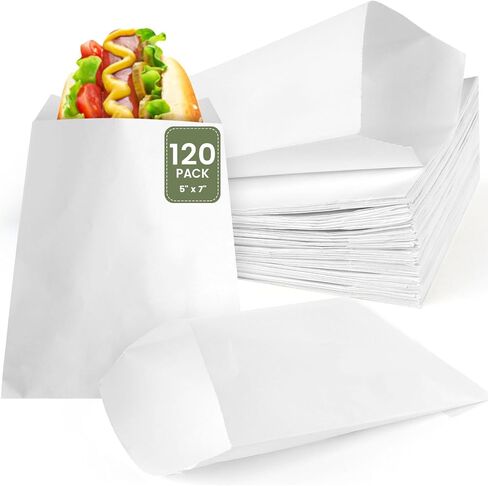 JOHOUSE 120PCS Flat Paper Bags, 5 x 7 Inch Snack Bags White Cookie Bags Kraft Paper Bags Popcorn Bags for Sales Treats Parties in Saudi Arabia