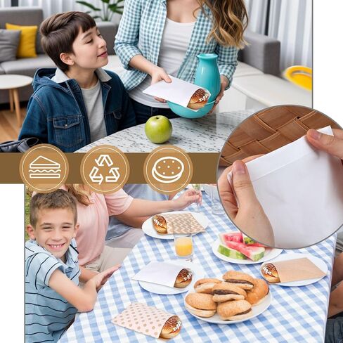 JOHOUSE 120PCS Flat Paper Bags, 5 x 7 Inch Snack Bags White Cookie Bags Kraft Paper Bags Popcorn Bags for Sales Treats Parties in Saudi Arabia
