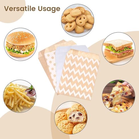 JOHOUSE 120PCS Flat Paper Bags, 5 x 7 Inch Snack Bags White Cookie Bags Kraft Paper Bags Popcorn Bags for Sales Treats Parties in Saudi Arabia