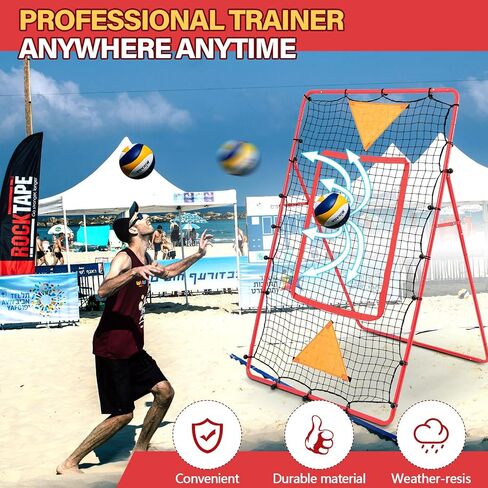3-in-1 Pitch Back Baseball Rebounder 6 x 3.65 ft Adjustable Bounce Back Return Volleyball Rebounder Pitching Net with 2 Pcs Baseball Bag for Softball Lacrosse Volleyball, Red in Saudi Arabia