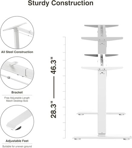 Electric Standing Desk, Adjustable Height Stand up Desk, 63x24 Inches Sit Stand Home Office Desk with Splice Board White in Kuwait