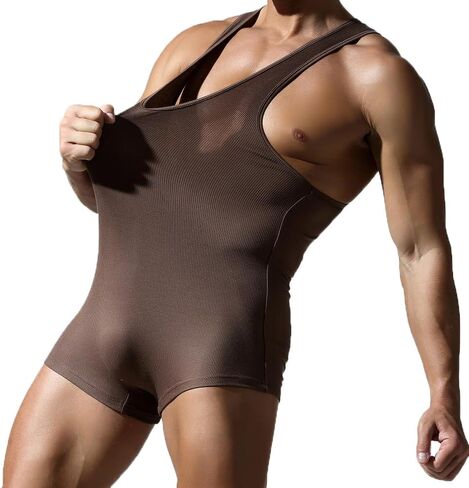 Men Athletic Supporters Bodysuits Leotard Wrestling Singlet Jumpsuits Seamless Slim Fits Shapewear Boxers in Kuwait