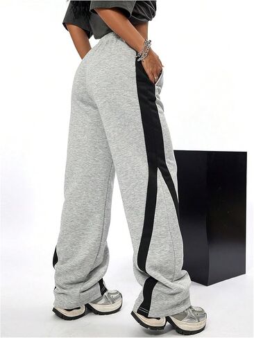GORGLITTER Girl's Color Block Wide Leg Sweatpants High Waisted Baggy Joggers Pants in Saudi Arabia