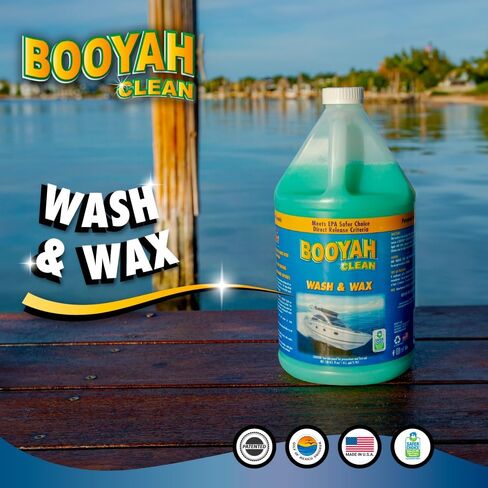 Booyah Clean Boat Wash & Wax – Award-Winning One-Step Cleaner and Protector Fortified with Carnauba Wax, Reduces Salt and Hard Water Deposits – Meets EPA Safer Choice Direct Release Criteria in Saudi Arabia