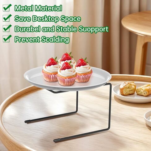 4 PCS Black Metal Pizza Table Stands,Pizza Rack Stand For Tables,Restaurant,Pizza Holder Stands For Serving,Pizza Pan Riser Food Platter Tray and Display Rack in Kuwait