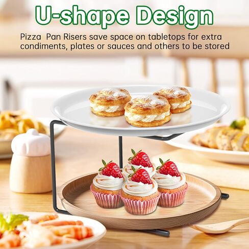 4 PCS Black Metal Pizza Table Stands,Pizza Rack Stand For Tables,Restaurant,Pizza Holder Stands For Serving,Pizza Pan Riser Food Platter Tray and Display Rack in Kuwait