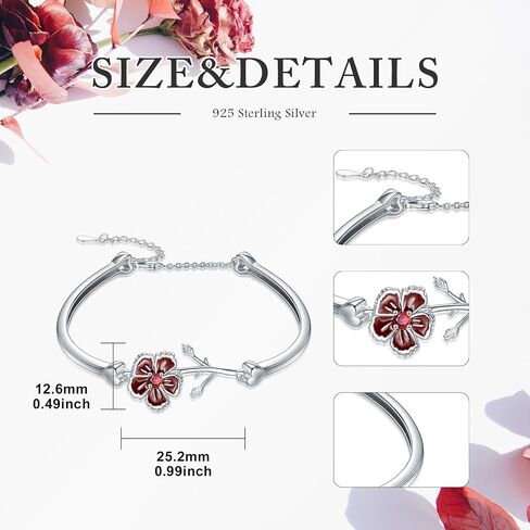 LWQQWL Camellia Flower Bracelet 925 Sterling Silver Tennis Flower Bracelet Birth Flower Jewelry for Women Girls Birthday Christmas Gifts in Saudi Arabia