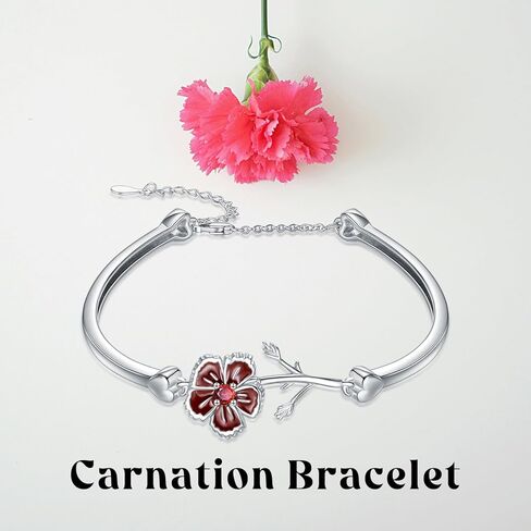 LWQQWL Camellia Flower Bracelet 925 Sterling Silver Tennis Flower Bracelet Birth Flower Jewelry for Women Girls Birthday Christmas Gifts in Saudi Arabia