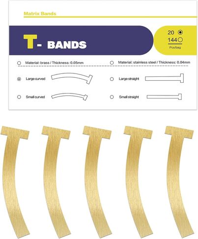 20 pcs Dental Matrix T Bands, Dental Sectional Contoured Metal Matrices Bands,T Shape Matrix Bands Tooth Repair kit. (Small Straight) in Saudi Arabia