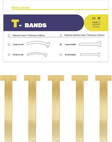 20 pcs Dental Matrix T Bands, Dental Sectional Contoured Metal Matrices Bands,T Shape Matrix Bands Tooth Repair kit. (Small Straight) in Saudi Arabia