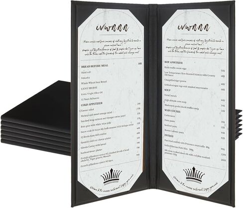 Menu Holder 6 Pack PU Leather Menu Covers 4.25" x 11" Single Pocket Menu Holders Restaurant Menu Covers for Bars, Cafes, and Wine Lists (1 View, 6 Pack) in Kuwait