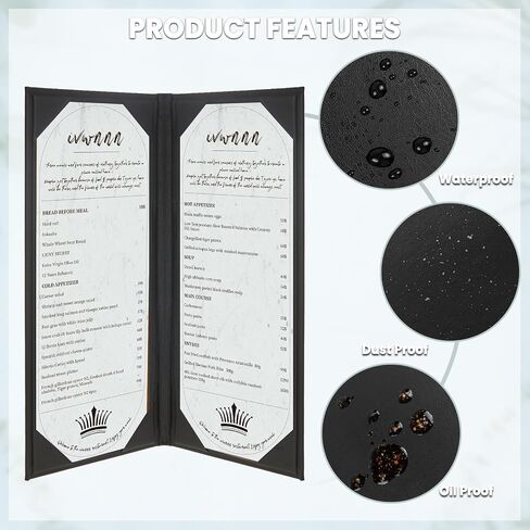 Menu Holder 6 Pack PU Leather Menu Covers 4.25" x 11" Single Pocket Menu Holders Restaurant Menu Covers for Bars, Cafes, and Wine Lists (1 View, 6 Pack) in Kuwait