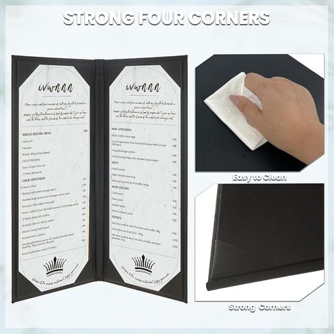 Menu Holder 6 Pack PU Leather Menu Covers 4.25" x 11" Single Pocket Menu Holders Restaurant Menu Covers for Bars, Cafes, and Wine Lists (1 View, 6 Pack) in Kuwait