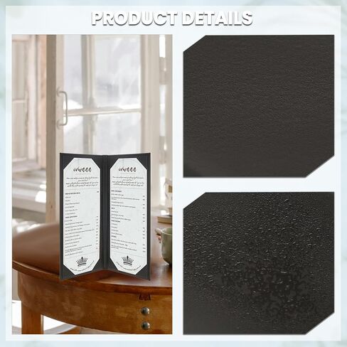 Menu Holder 6 Pack PU Leather Menu Covers 4.25" x 11" Single Pocket Menu Holders Restaurant Menu Covers for Bars, Cafes, and Wine Lists (1 View, 6 Pack) in Kuwait