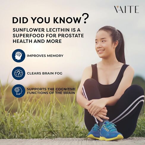 علكات ليسيثين عباد الشمس 800 ملغ - نباتية، غير معدلة وراثيًا، خالية من الصويا والغلوتين - تدعم التغذية اليومية، مضغ سهل الهضم للبالغين، مكمل للرضاعة، دعم صحي طبيعي - 60 علكة نباتية in Kuwait