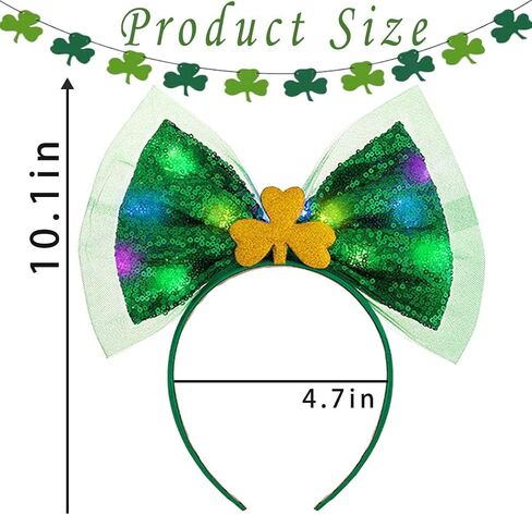 Outyua St Patricks Day Headbands Shamrock Green Bow Headbands Bow Hair Hoops Green Irish Shamrock Costume for Women in Kuwait