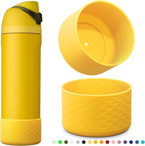 yoelike 2 قطعة من أحذية زجاجة المياه المصنوعة من السيليكون للأوالا، كم واقٍ مضاد للانزلاق من أجل FreeSip/Twist/Flip، ملحقات زجاجات المياه، غطاء ممتص للصدمات السفلي، آمن للاستخدام في غسالة الأطباق، خالي من مادة BPA (موجة) in Kuwait