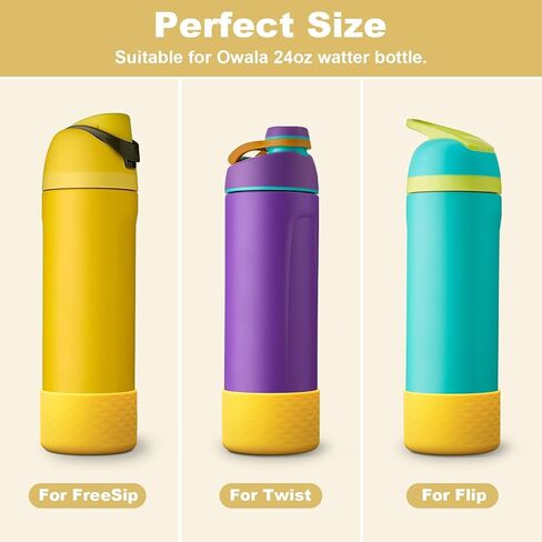 yoelike 2 قطعة من أحذية زجاجة المياه المصنوعة من السيليكون للأوالا، كم واقٍ مضاد للانزلاق من أجل FreeSip/Twist/Flip، ملحقات زجاجات المياه، غطاء ممتص للصدمات السفلي، آمن للاستخدام في غسالة الأطباق، خالي من مادة BPA (موجة) in Kuwait