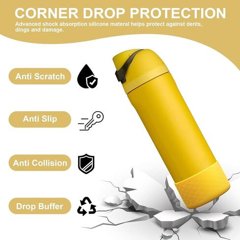 yoelike 2 قطعة من أحذية زجاجة المياه المصنوعة من السيليكون للأوالا، كم واقٍ مضاد للانزلاق من أجل FreeSip/Twist/Flip، ملحقات زجاجات المياه، غطاء ممتص للصدمات السفلي، آمن للاستخدام في غسالة الأطباق، خالي من مادة BPA (موجة) in Kuwait