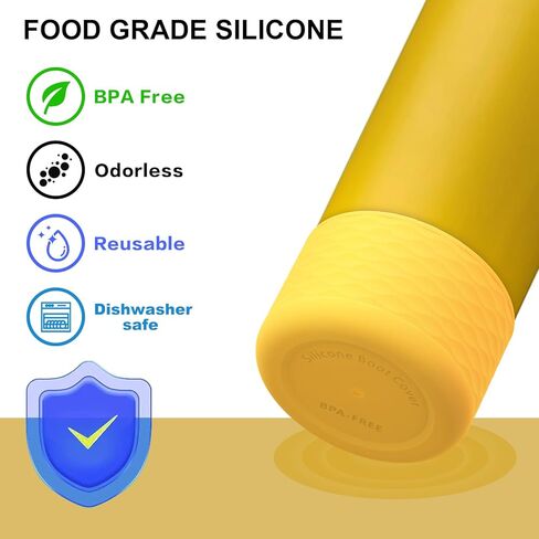 yoelike 2 قطعة من أحذية زجاجة المياه المصنوعة من السيليكون للأوالا، كم واقٍ مضاد للانزلاق من أجل FreeSip/Twist/Flip، ملحقات زجاجات المياه، غطاء ممتص للصدمات السفلي، آمن للاستخدام في غسالة الأطباق، خالي من مادة BPA (موجة) in Kuwait