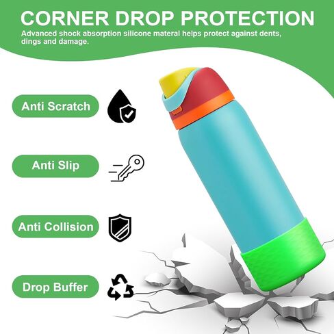 yoelike 2 PCS Silicone Water Bottle Boot for Owala, Anti-Slip Protective Sleeve for FreeSip/Twist/Flip, Watter Bottle Accessories, Bottom Bumper Cover, Dishwasher Safe, BPA Free (Wave) in Kuwait
