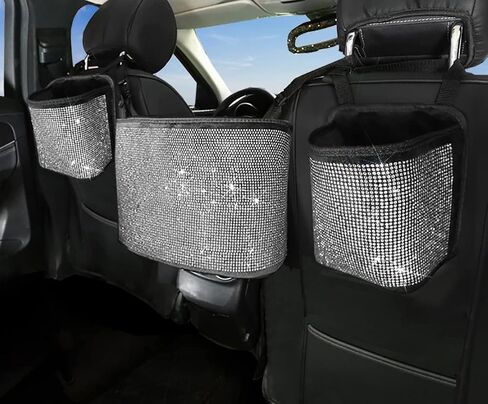 Crystal Car Organizers and Storage Purse Holder, Car Seat Back Net, Bling Diamonds Handbag Accessories for Women, Car Pet Barrier for Dogs and Kids, Multicolor in Saudi Arabia