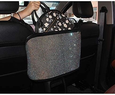Crystal Car Organizers and Storage Purse Holder, Car Seat Back Net, Bling Diamonds Handbag Accessories for Women, Car Pet Barrier for Dogs and Kids, Multicolor in Saudi Arabia