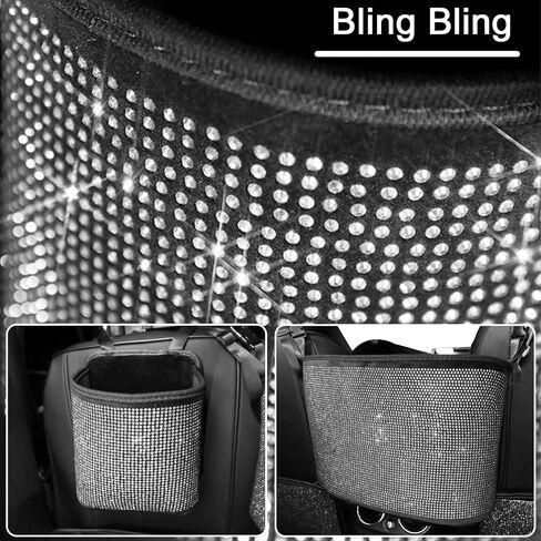 Crystal Car Organizers and Storage Purse Holder, Car Seat Back Net, Bling Diamonds Handbag Accessories for Women, Car Pet Barrier for Dogs and Kids, Multicolor in Saudi Arabia