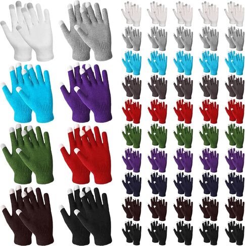 Handepo 50 Pair Knit Winter Gloves Stretchy Warm Touchscreen Gloves Multicolor for Unisex Men Women Running Cycling Driving in Kuwait