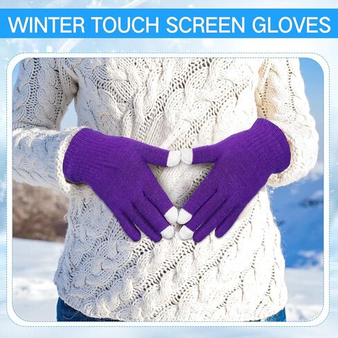Handepo 50 Pair Knit Winter Gloves Stretchy Warm Touchscreen Gloves Multicolor for Unisex Men Women Running Cycling Driving in Kuwait