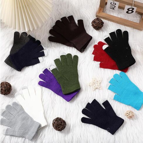 Handepo 50 Pair Knit Winter Gloves Stretchy Warm Touchscreen Gloves Multicolor for Unisex Men Women Running Cycling Driving in Kuwait