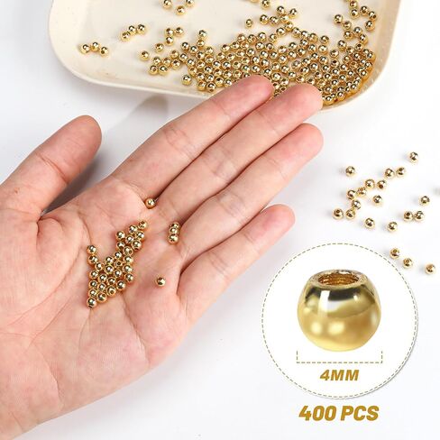 600pcs 2mm 18K Gold Filled Spacer Beads for Bracelets Seamless Tiny Small Gold Round Spacer Beads for Jewelry Making DIY Bracelet Necklace Earring Smooth Metal Circle Beads for Bulk Making Supply in Saudi Arabia